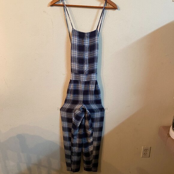 VOLCOM XS BLUE & WHITE PLAID OVERALL - Picture 1 of 4